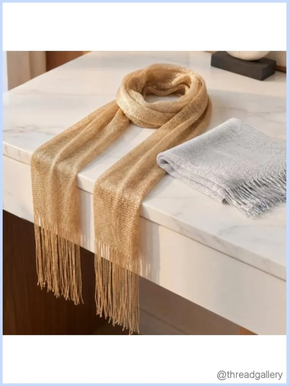 2 Pack Lightweight Glitter Knit Scarf with Tassels for Women